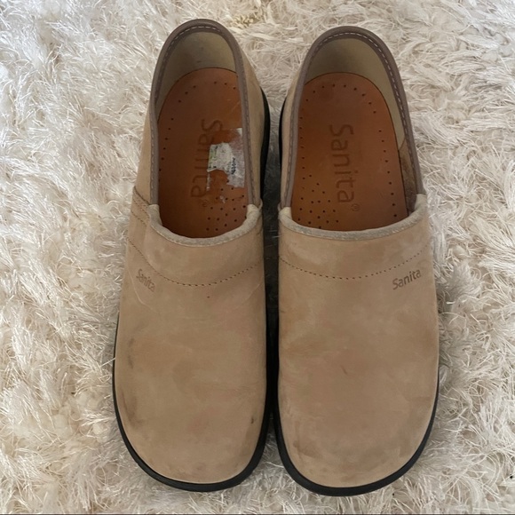SANITA 38 Seude clogs tan cream professional shoes slip on - Picture 5 of 9